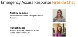 Picture of Shelley Campos, Clinical Lead, Emergency Access Reform program and Hannah Moss, Program Manager