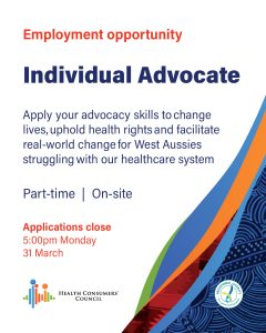Employment opportunity: Individual Advocate | part-time | on-site